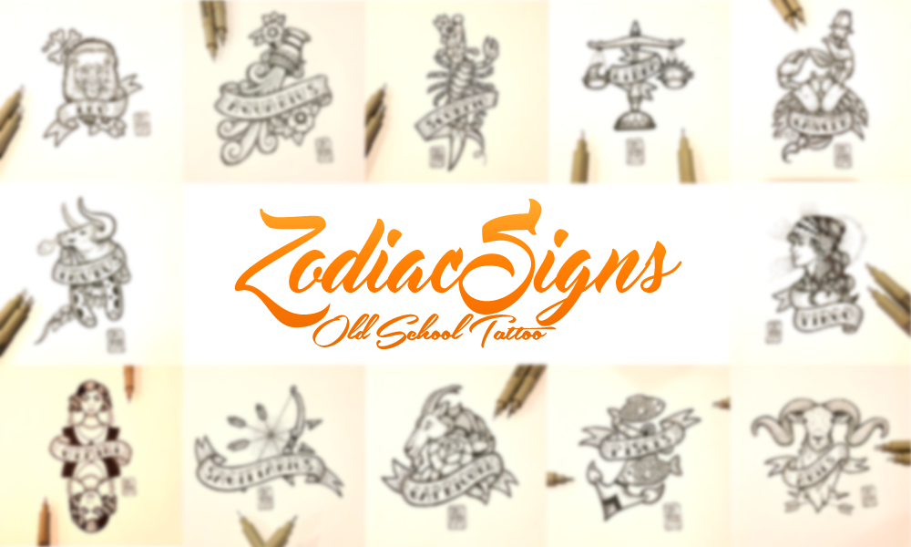Zodiac Signs Old School Tattoo